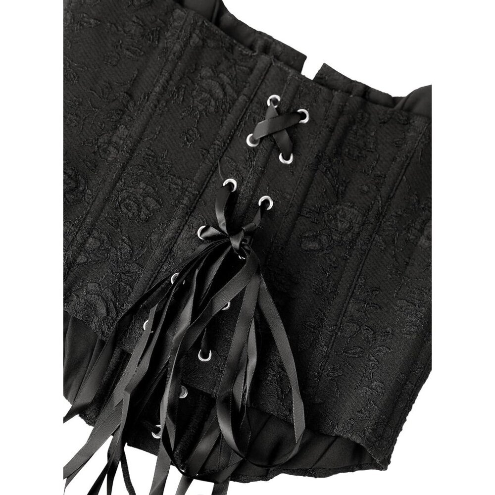Women Lace Up Corset Top Overbust Strapless Crop Halloween Party Fashion - Picture 7 of 7